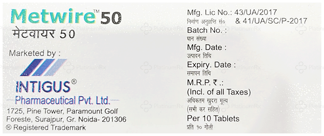 Metwire 47.5mg Tablet ER 10s