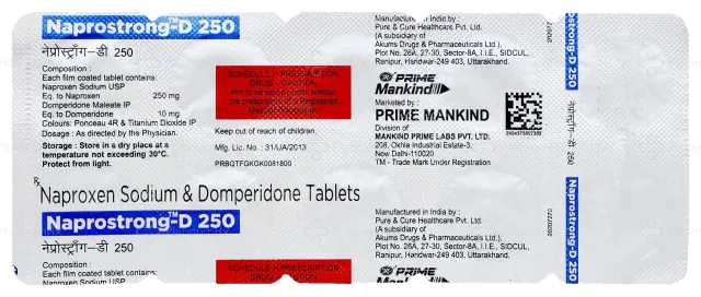 Naprostrong D 10/250mg Tablet 10s