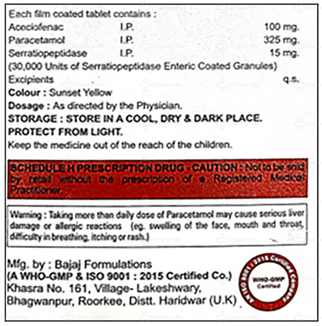 SP Gold 100/325/15mg Tablet 10s