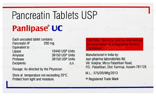 Panlipase UC 200mg Tablet 10s