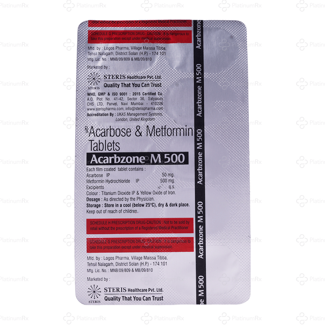 Acarbzone M 50/500mg Tablet 10s
