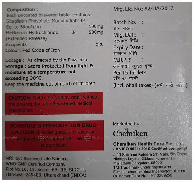 Sitaken MF 500/100mg Tablet ER 15s