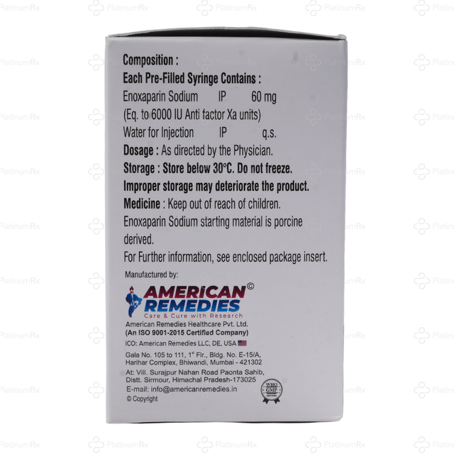 Enoxacan 60mg Injection 0.6ml