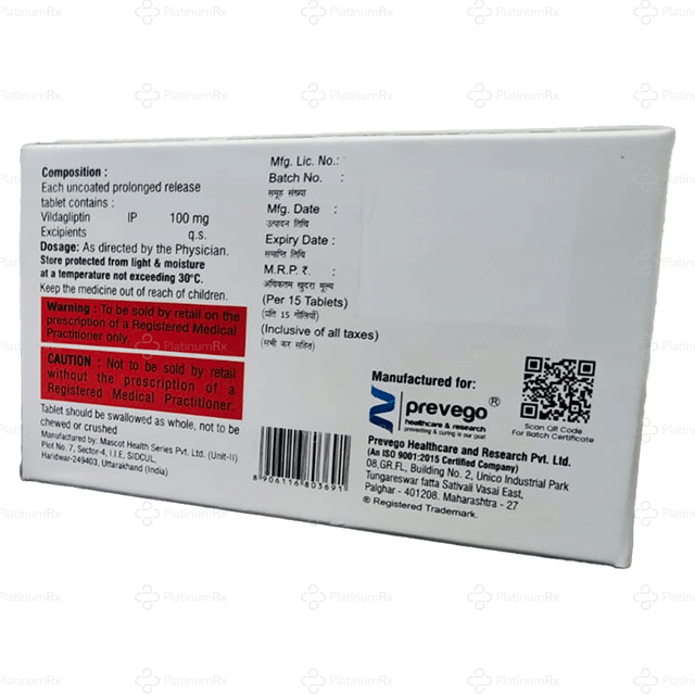 Vigliptin 100mg Tablet SR 15s