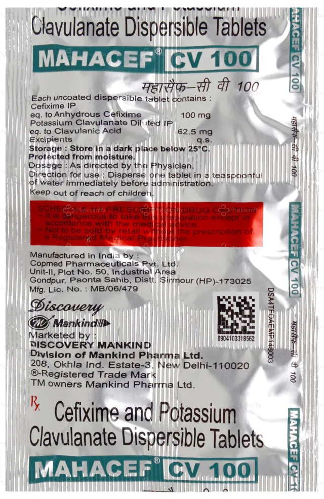 Mahacef CV 100/62.5mg Tablet 6s