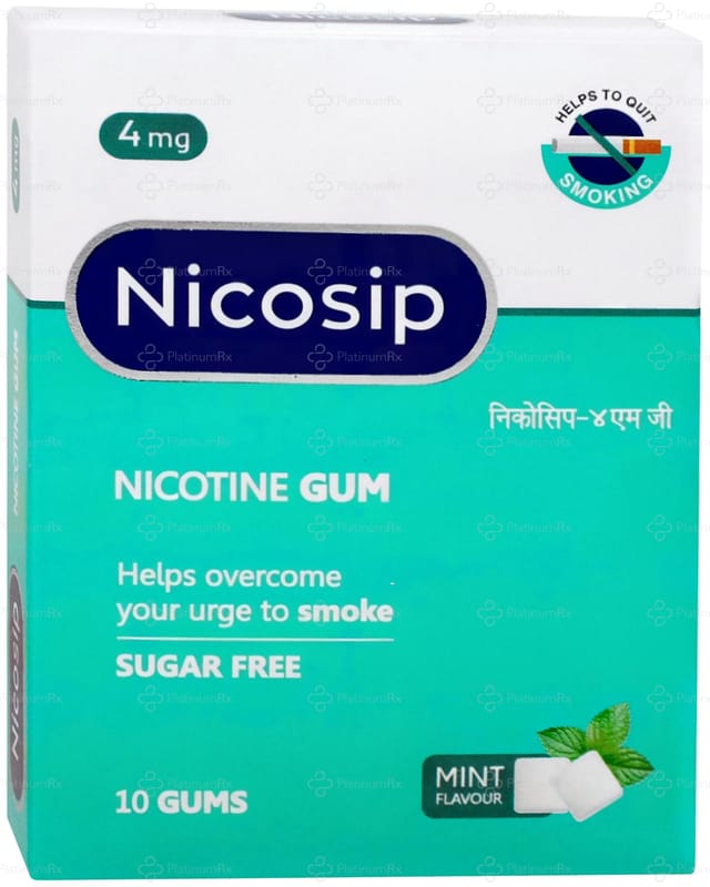 Nicosip 4mg Mint Flavour Sugar Free Chewing Gum 10s