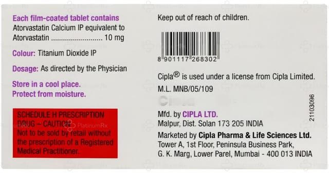 Lipvas 10mg Tablet 10s