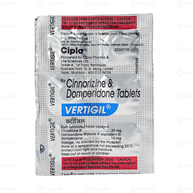 Vertigil 15/20mg Tablet 6s