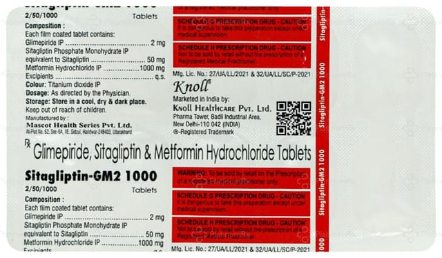 Sitagliptin GM 2/1000/50mg Tablet 10s