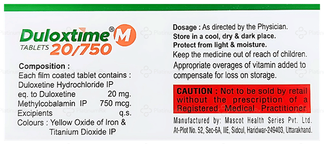 Duloxtime M 20mg/750mcg Tablet 10s
