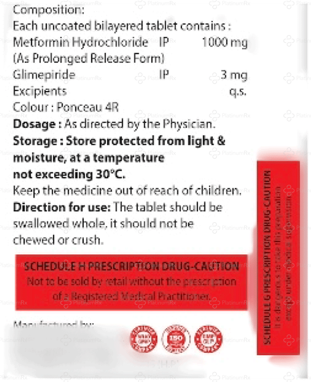 Edgly M 3/1000mg Forte Tablet PR 15s