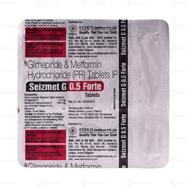 Seizmet G 0.5/1000mg Forte Tablet PR 15s