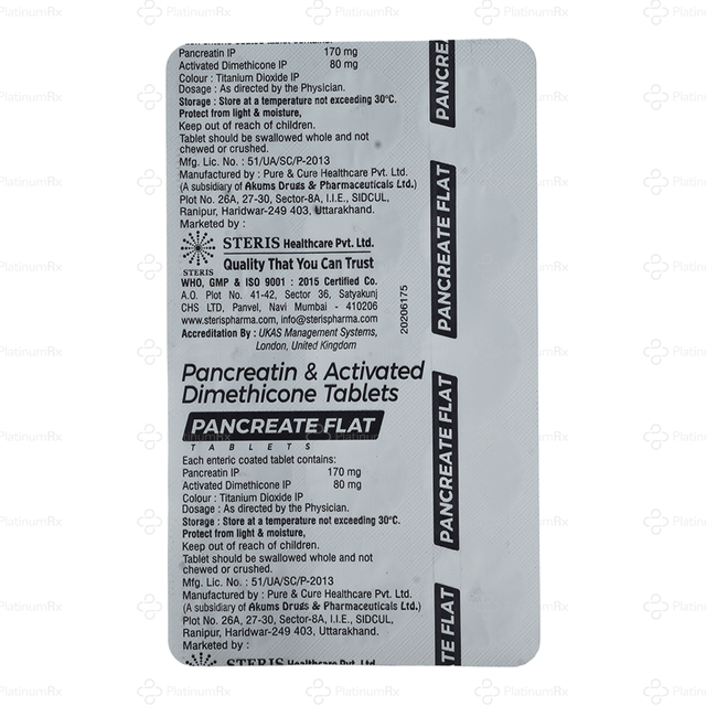 Pancreate Flat 80/170mg Tablet 15s