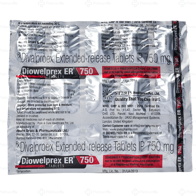 Diowelprex 750mg Tablet ER 15s