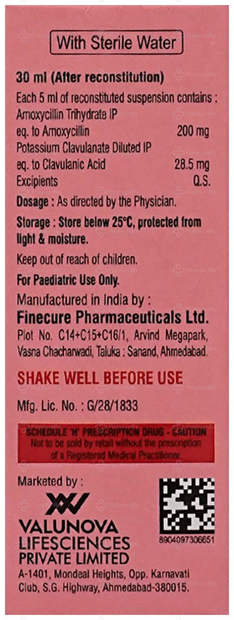Valuclav 200/28.5mg Oral Suspension 30ml