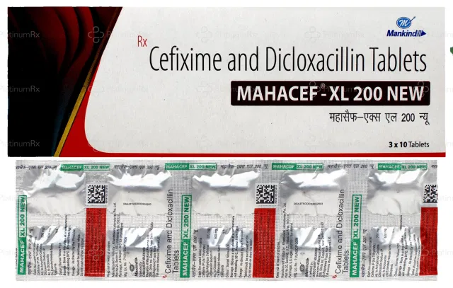 Mahacef XL 200/500mg New Tablet 10s