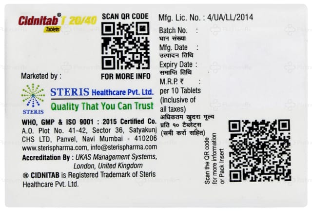Cidnitab T 20/40mg Tablet 10s