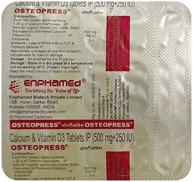 Osteopress 500mg/250IU Tablet 15s