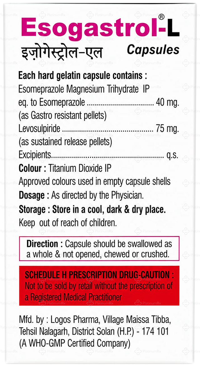 Esogastrol L 40/75mg Capsule SR 10s