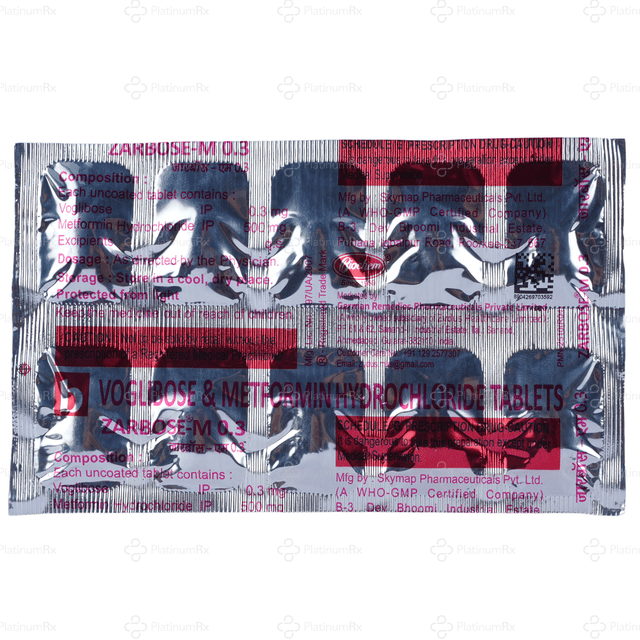 Zarbose M 500/0.3mg Tablet 10s