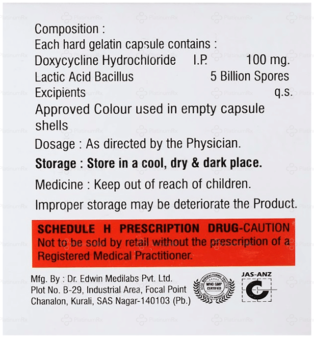 Doxyforce 100mg/5B Capsule 10s