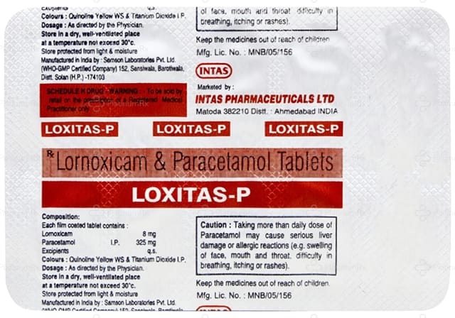 Loxitas P 8/325mg Tablet 10s