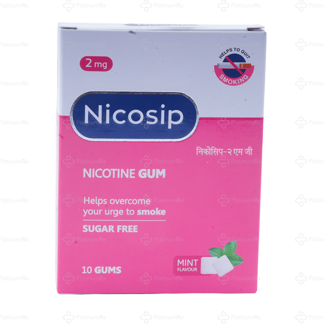 Nicosip 2mg Mint Flavour Sugar Free Chewing Gum 10s