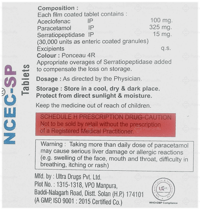Ncec SP 100/325/15mg Tablet 10s