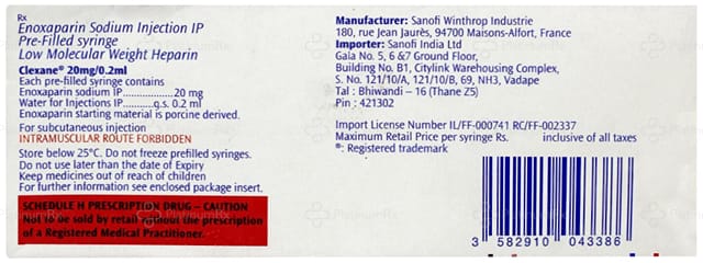 Clexane 20mg Injection 0.2ml