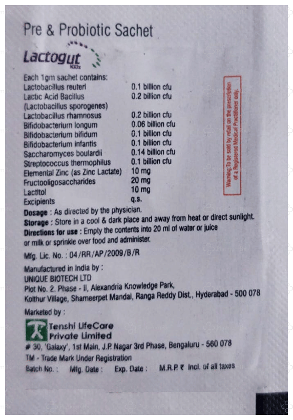 Lactogut Kid Sachet Orange Flavour 1gm