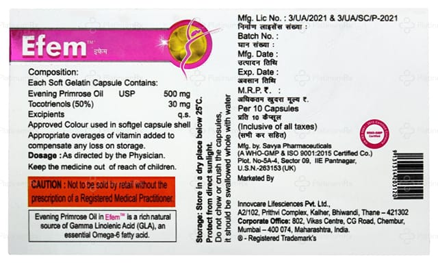 Efem 500/30mg Capsule 10s