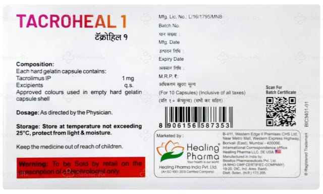 Tacroheal 1mg Capsule 10s