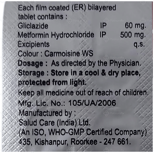 Glizasay M XR 60/500mg Tablet ER 15s