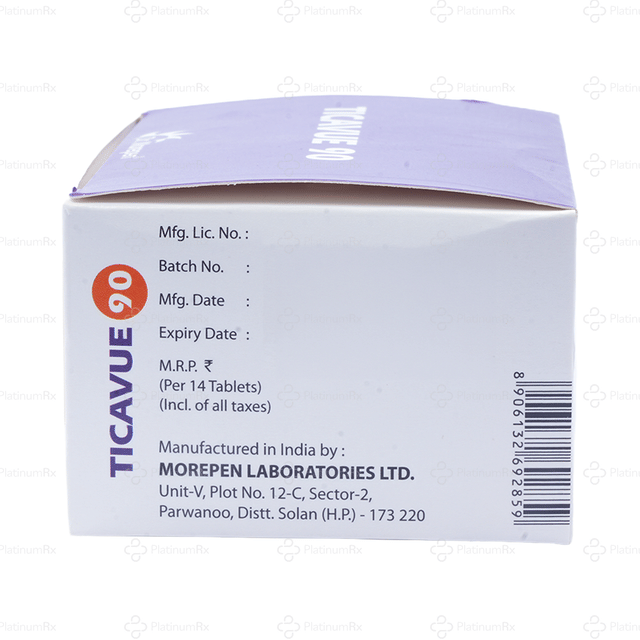 Ticavue 90mg Tablet 14s