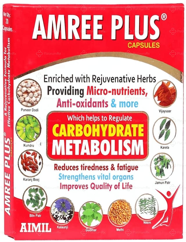 Amree Plus Regulates Carbohydrate Metabolism & Reduces Fatigue Capsule 20s