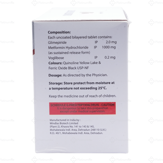 Voglimet GM Forte 2/1000/0.2mg Tablet SR 10s