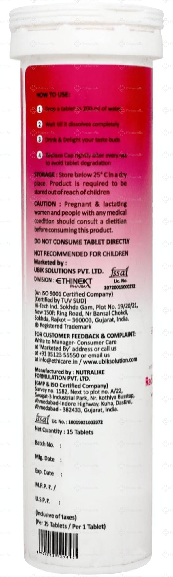 Ethiglo ET No Added Sugar orange Flavour Effervescent Tablet 15s