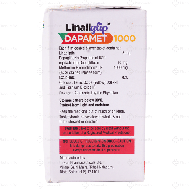 Linaliglip Dapamet 1000/10/5mg Tablet 10s