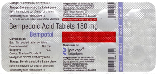 Bempotol 180mg Tablet 10s