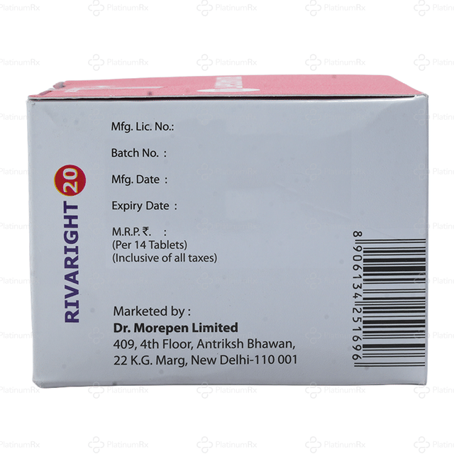 Rivaright 20mg Tablet 14s