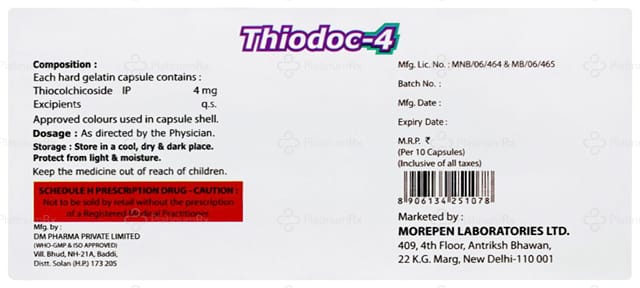 Thiodoc 4mg Capsule 10s
