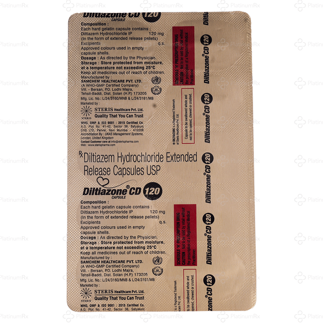 Diltiazone CD 120mg Capsule ER 10s