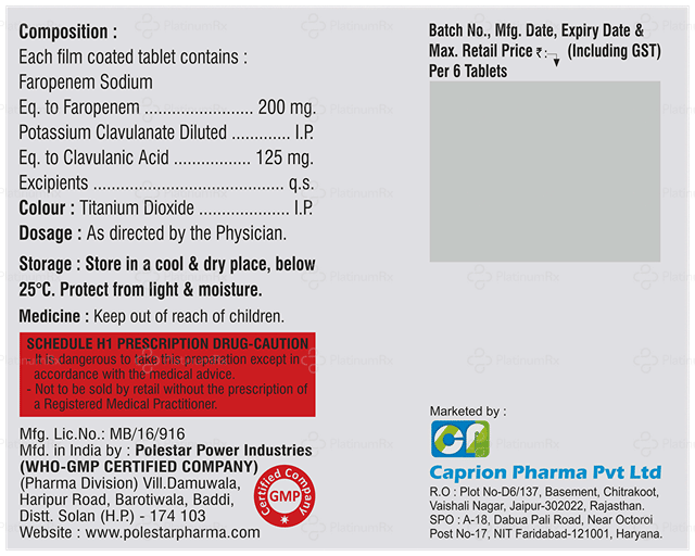 Farocap CV 125/200mg Tablet 6s