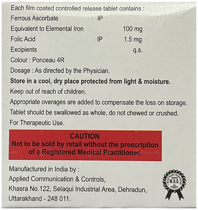HbEnergy 100mg/1500mcg Tablet CR 10s