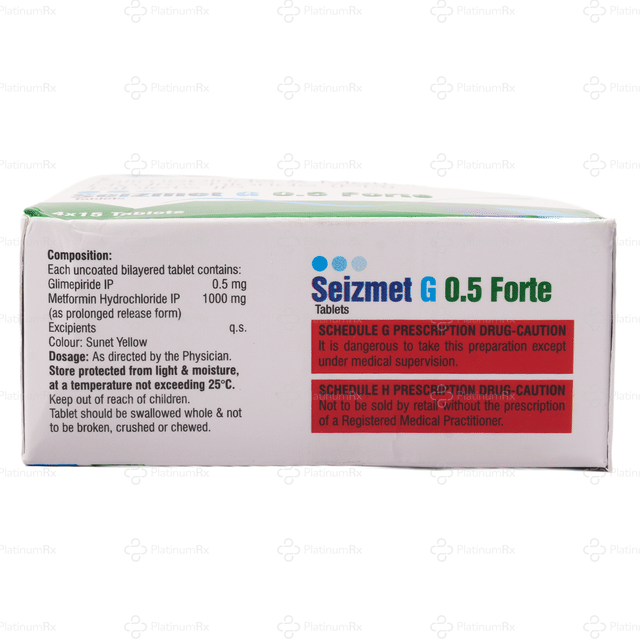 Seizmet G 0.5/1000mg Forte Tablet PR 15s