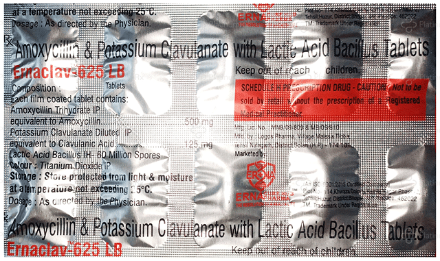 Ernaclav LB 500/125mg/60M Tablet 10s
