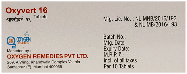 Oxyvert 16mg Tablet 10s