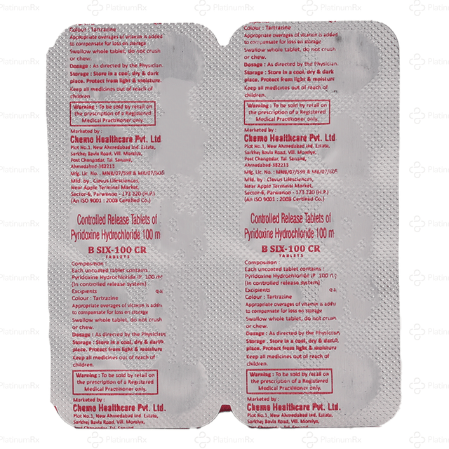 B Six 100mg Tablet CR 10s