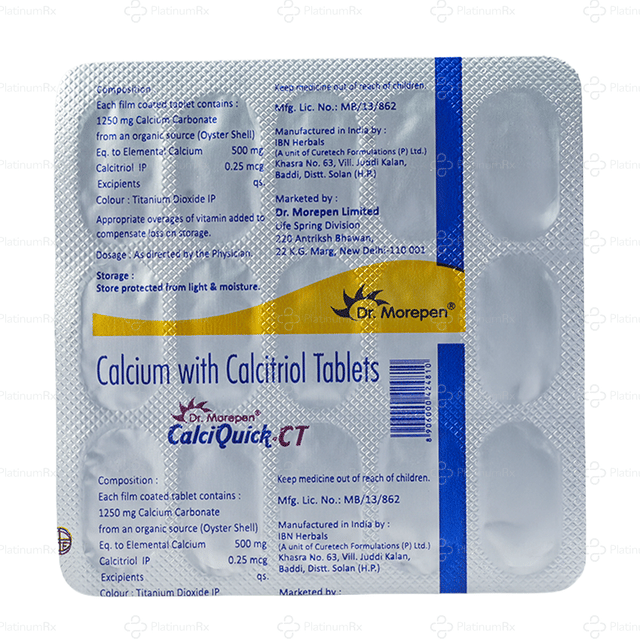 Calciquick CT 500mg/0.25mcg Tablet 15s