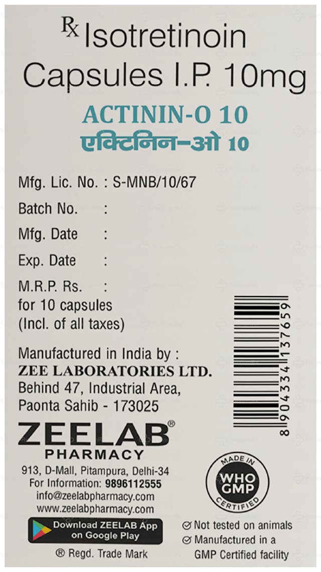 Actinin O 10mg Capsule 10s